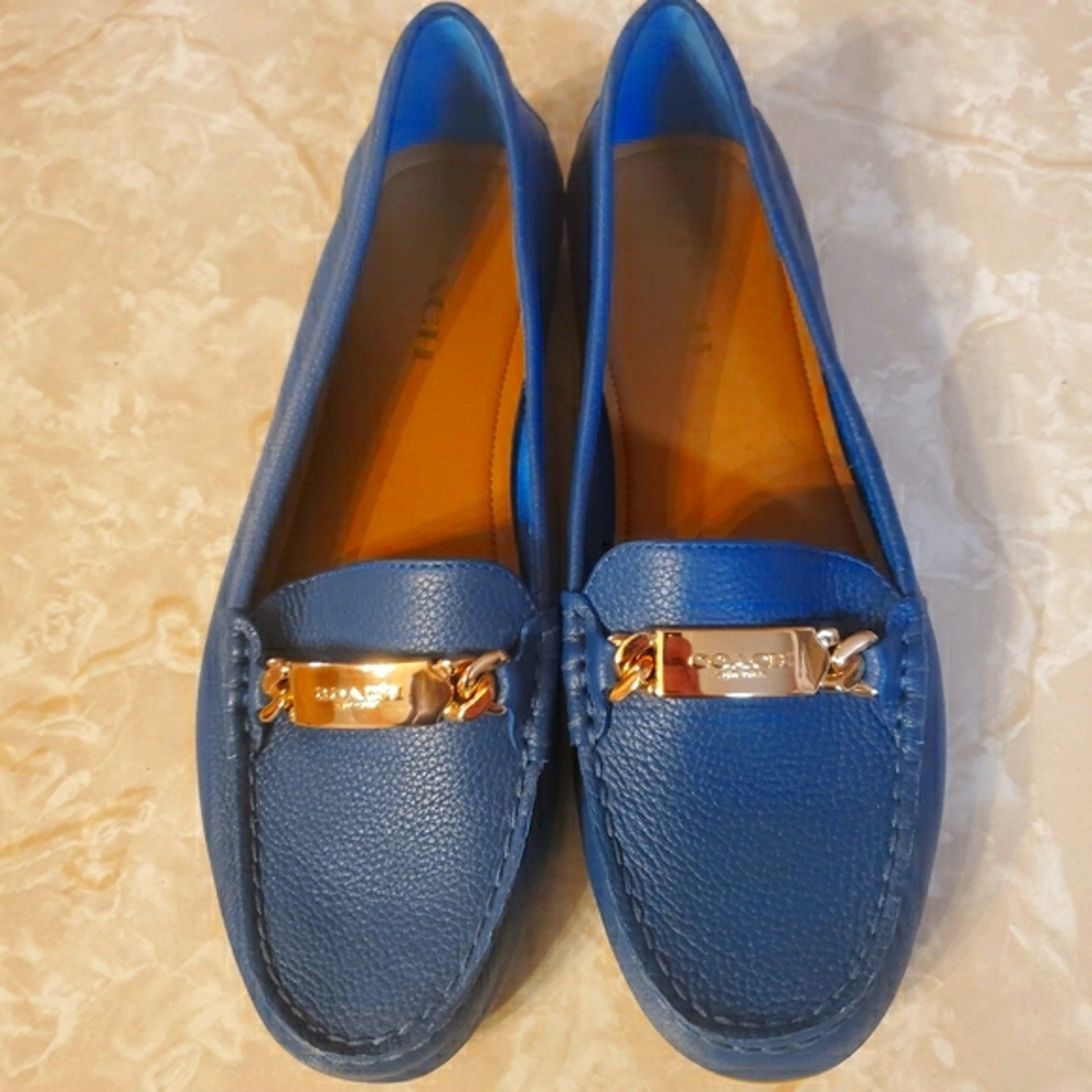 Coach blue leather loafers